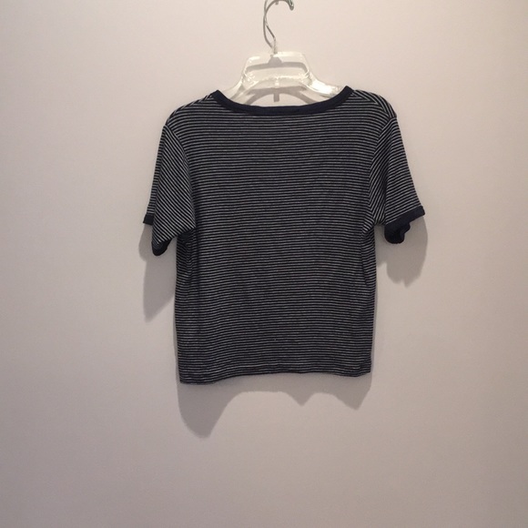 Brandy Melville Navy and White Striped Tee - Picture 4 of 4